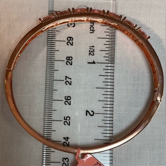 Vintage Rose Gold Bracelet Pink Gemstones Simple Clasp - Picture 16 of 16